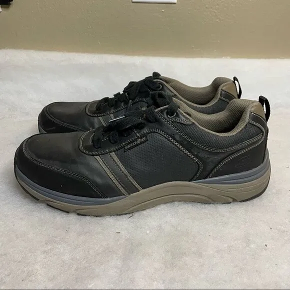 Skechers Sentinal Lunder Sneakers Relaxed Fit Casual Leather Dark Brown Men 13