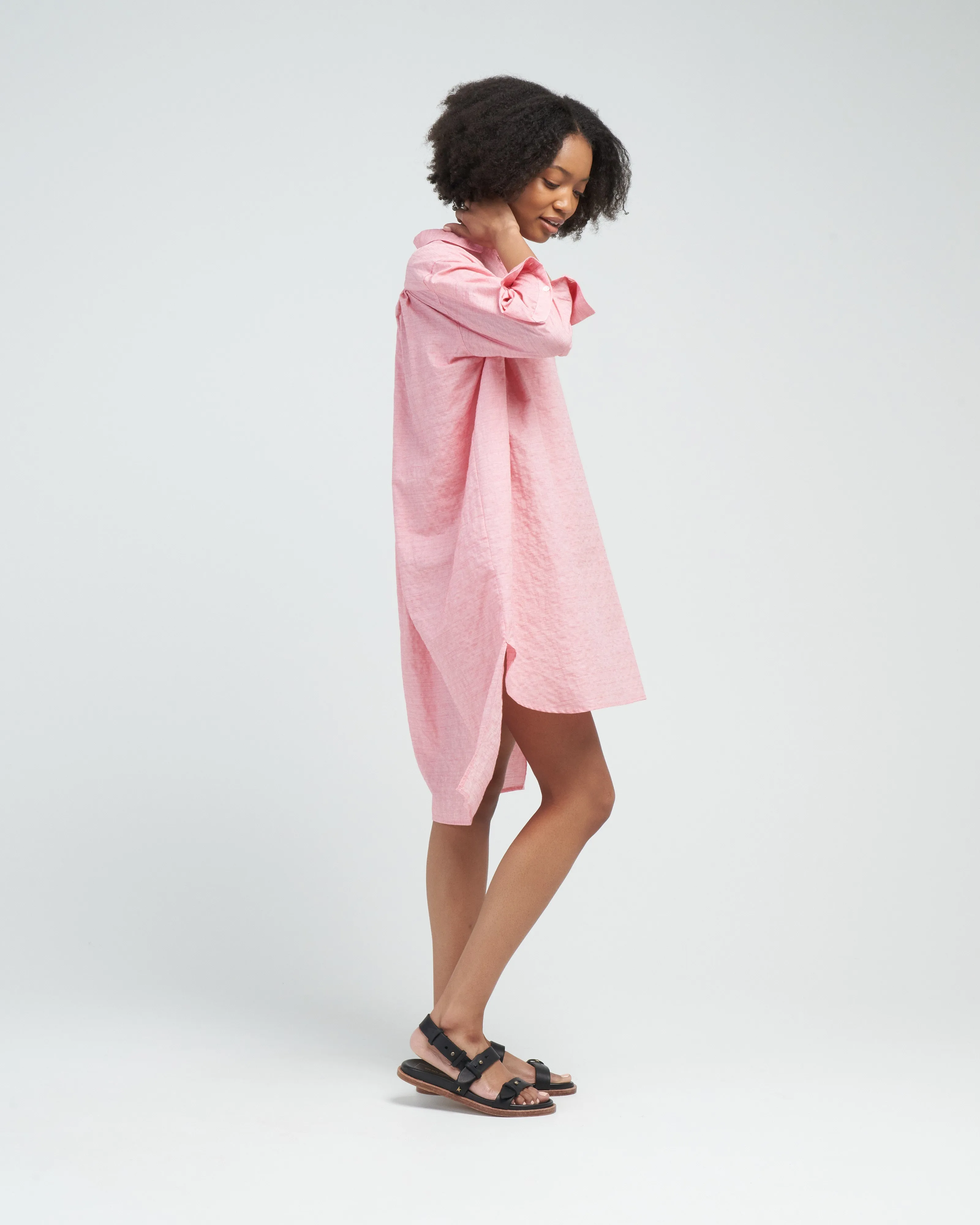 smock shirt dress - pink rose