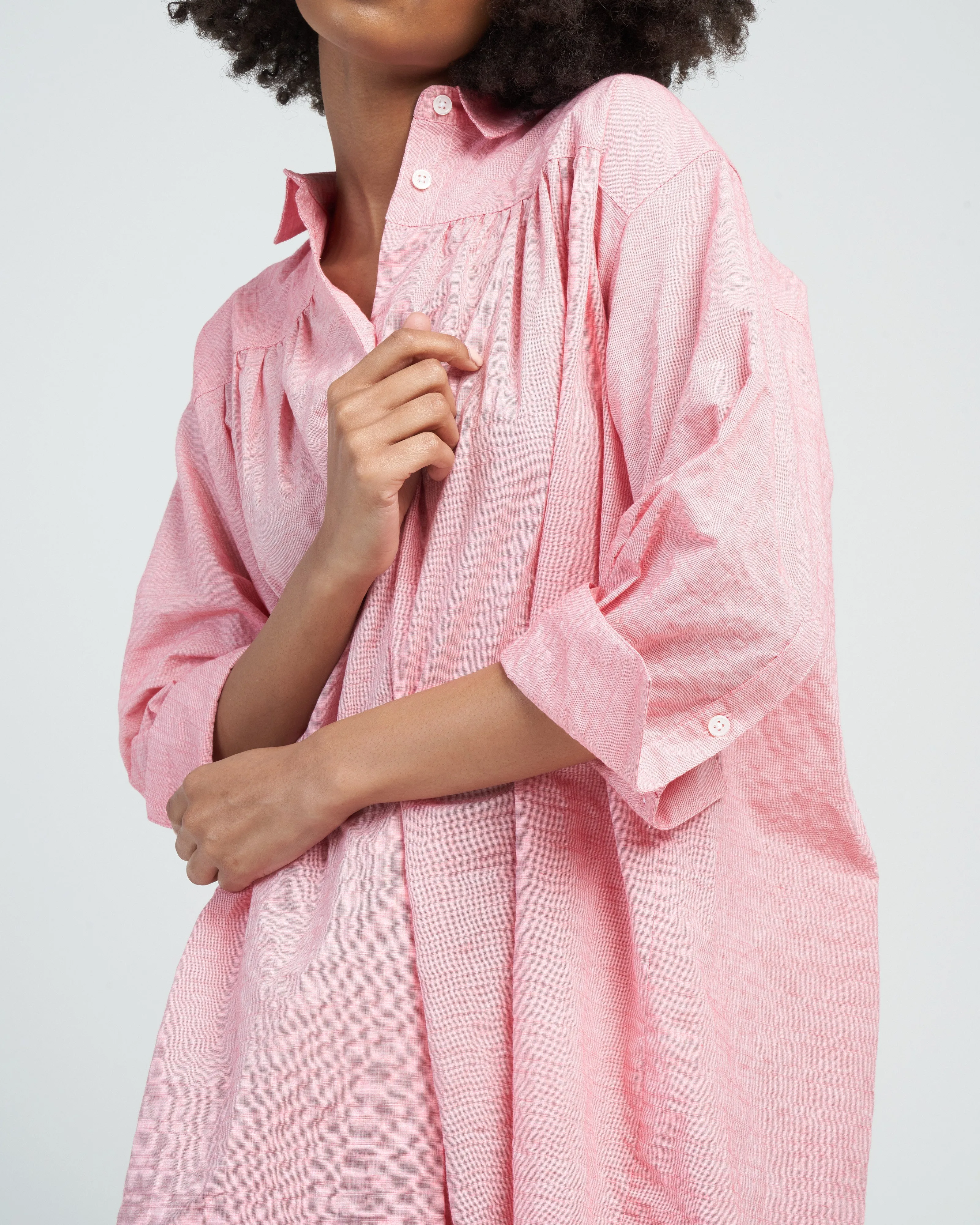 smock shirt dress - pink rose