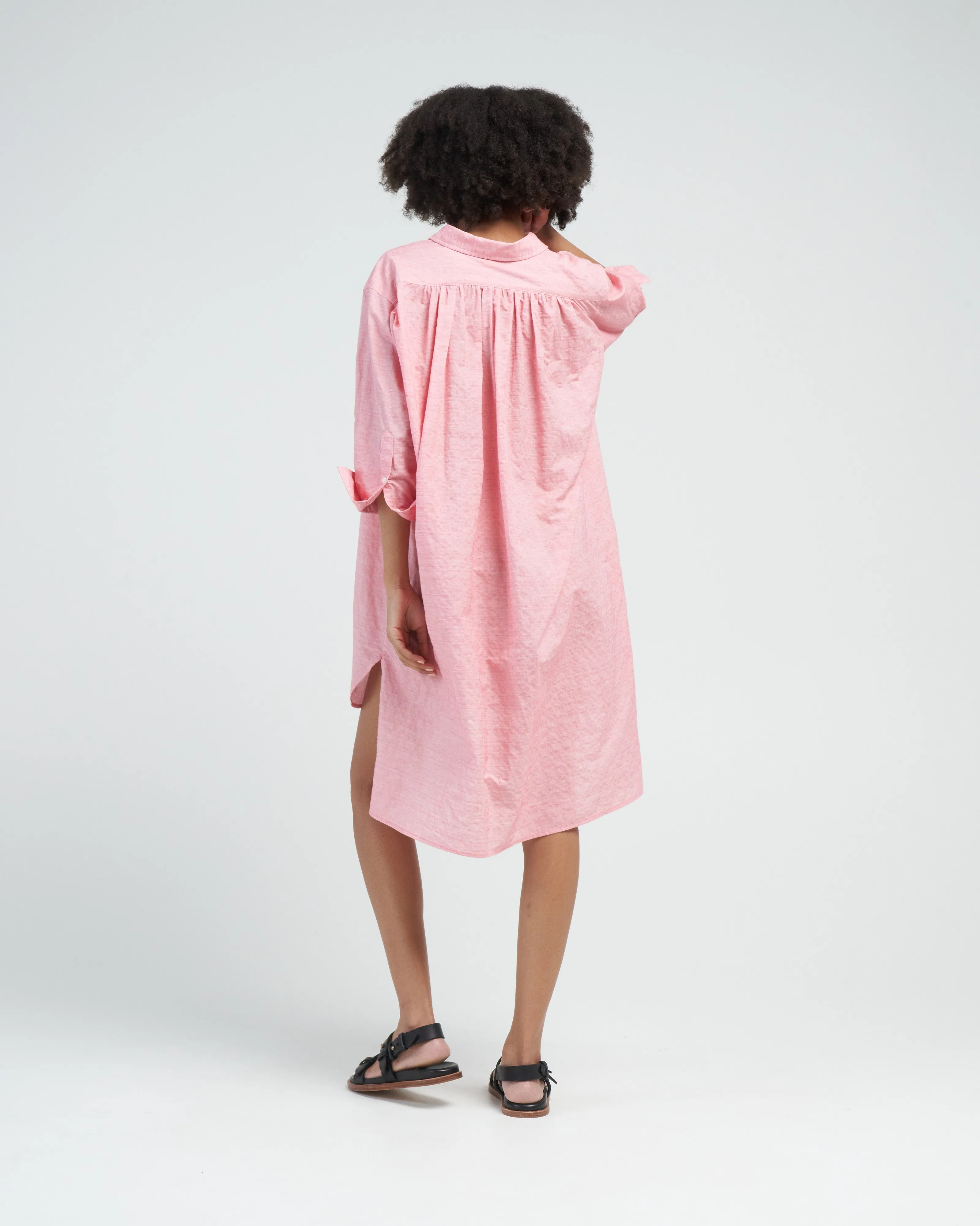 smock shirt dress - pink rose