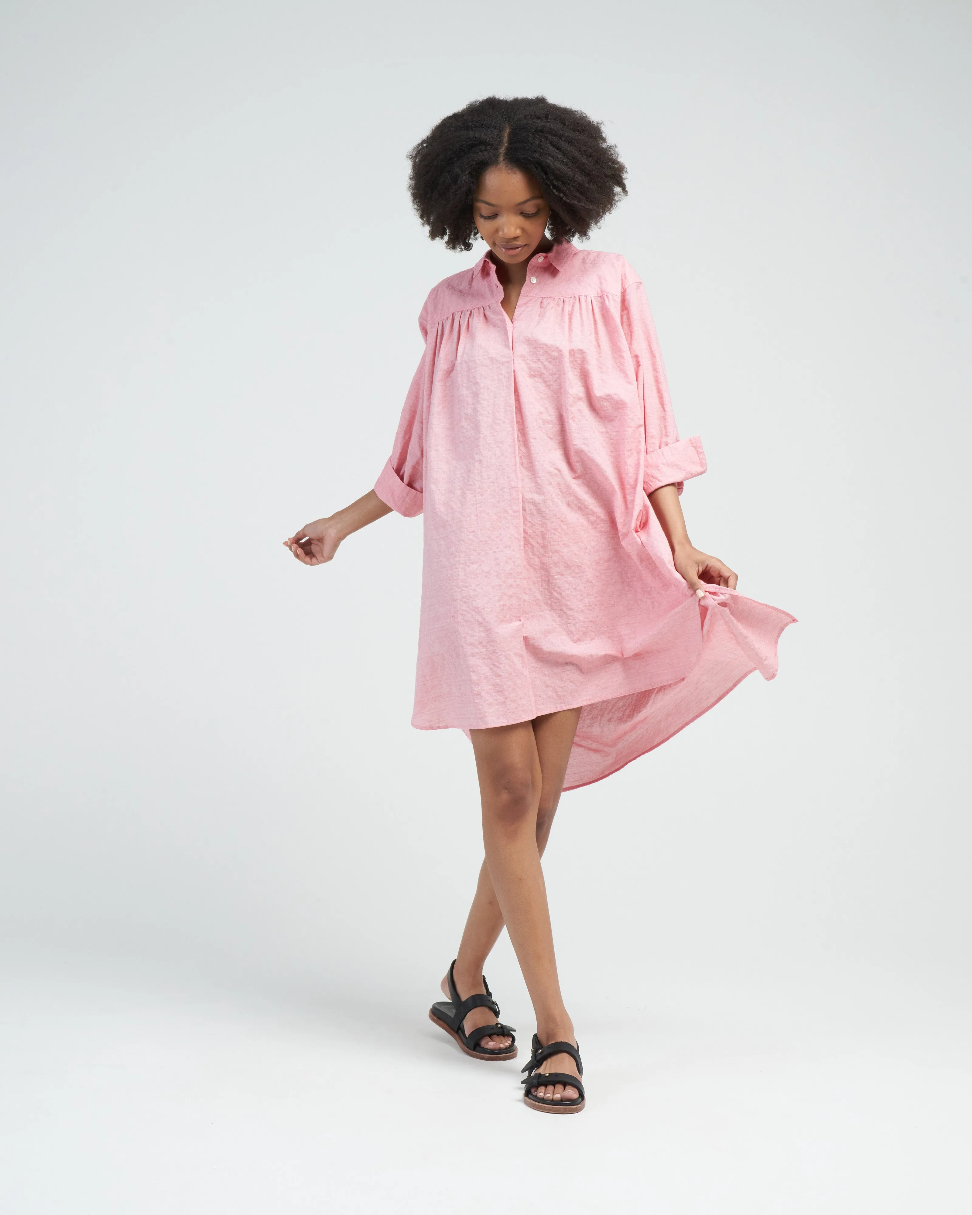 smock shirt dress - pink rose