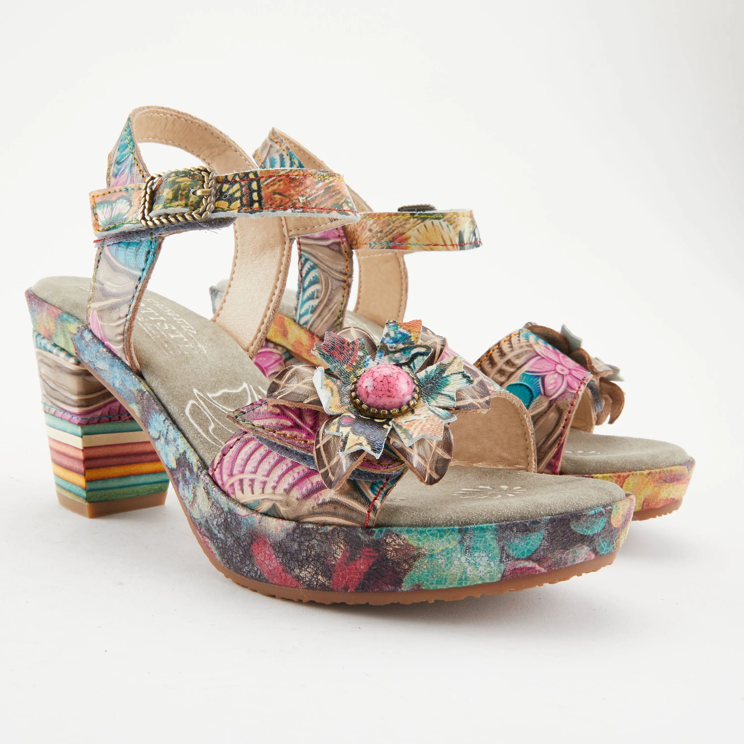 Spring Step Shoes  L'Artiste Leilanie Slingback Sandals Women's Multicolored Leather