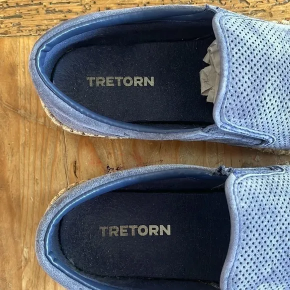 Tretorn Womens Emilia 3 Suede Blue Slip On Espadrille Sneakers Sea Blue 8.5