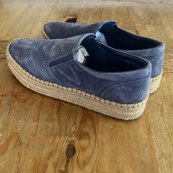 Tretorn Womens Emilia 3 Suede Blue Slip On Espadrille Sneakers Sea Blue 8.5