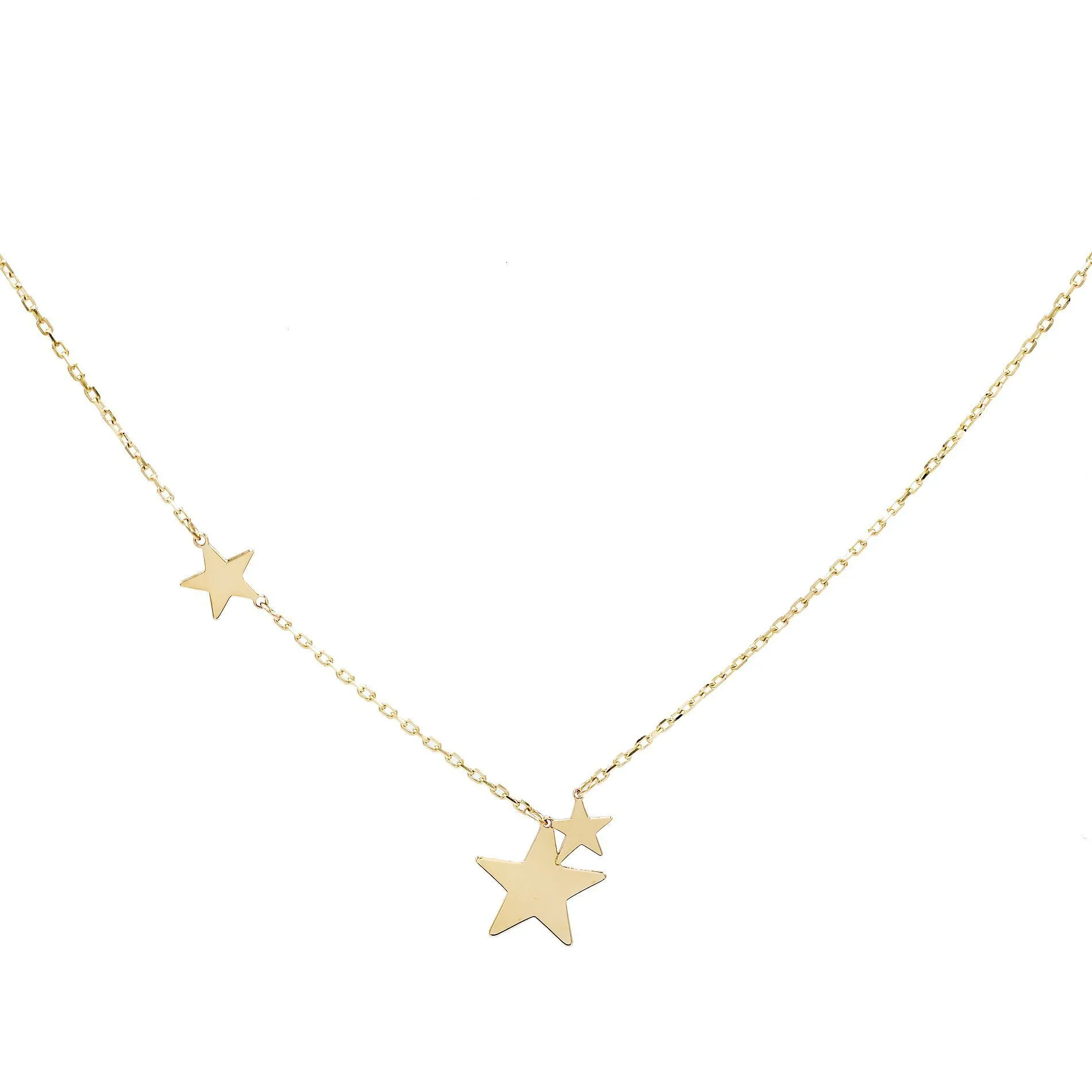 Trio Star Necklace 14K
