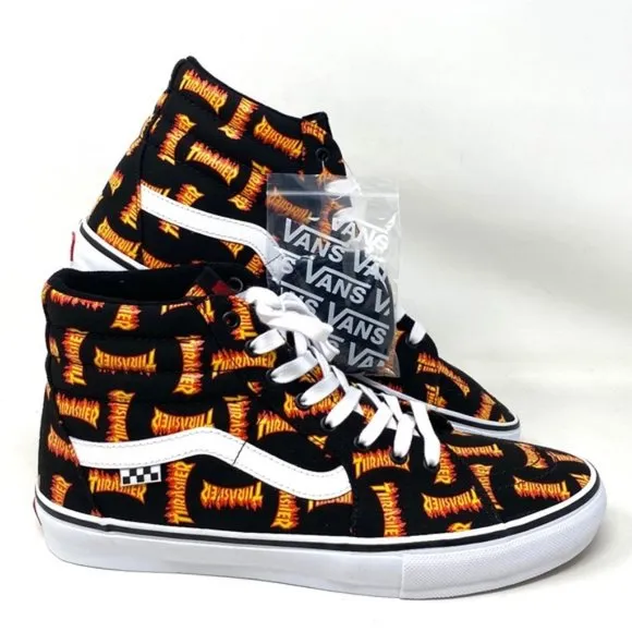 VANS x Thrasher Sk8-Hi Black Multi Men’s Canvas Skate Sneakers Size VN0A5FCCBML