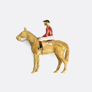 Vintage Alabaster & Wilson Horse & Jockey Brooch