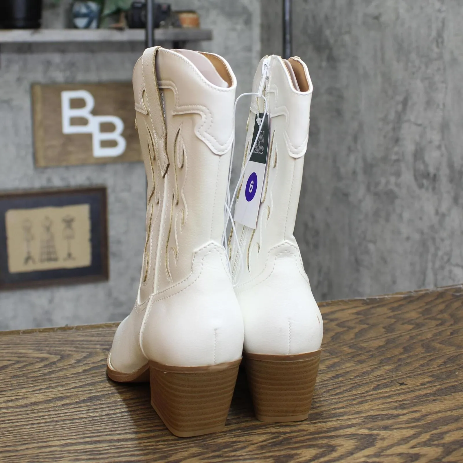 Wild Fable Women's Daytona Western Boots with Memory Foam Insole White 6M