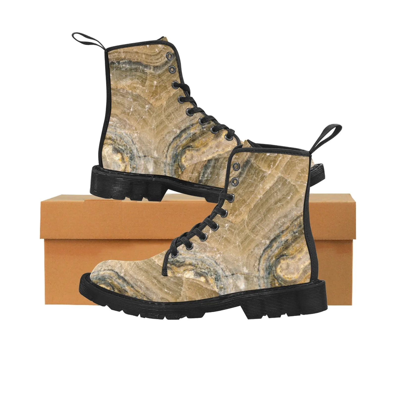 Women's Lace Up Canvas Boots - Petrified Wood