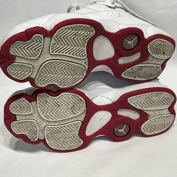 Youth size 4.5 Jordan Air 6 Rings Athletic Sneakers Great Condition white &amp; red