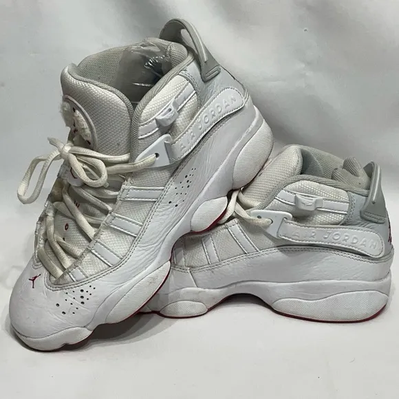 Youth size 4.5 Jordan Air 6 Rings Athletic Sneakers Great Condition white &amp; red